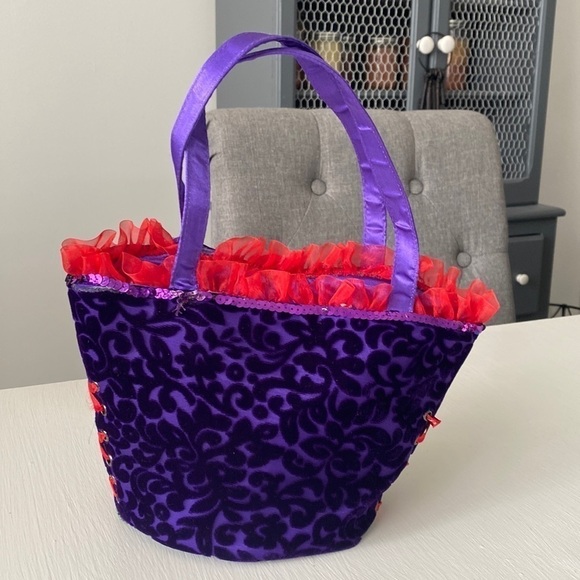 Red Hat Society Hatter Bodice Corset Whimsigoth Purple Red Velvet Mini Party Bag - Picture 3 of 16
